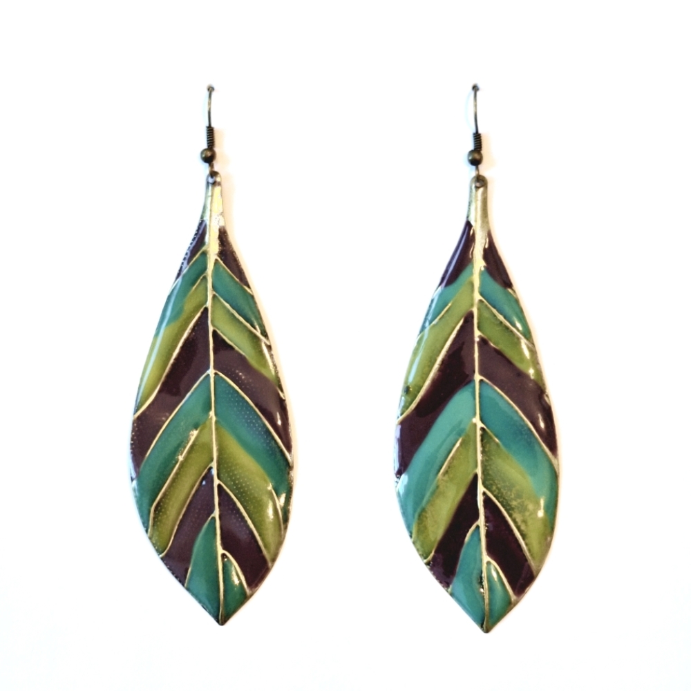 💎 3/$25 Bohemian painted leaf earrings